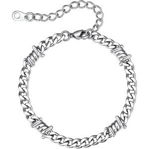 Barbed Wire Cuban Chain Bracelet 7/9mm Thick Punk Gothic for Men and Women
